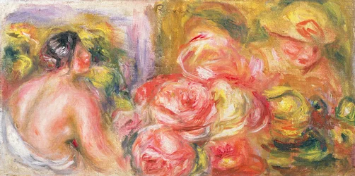 Nude Girl with Hat and Roses, 1916